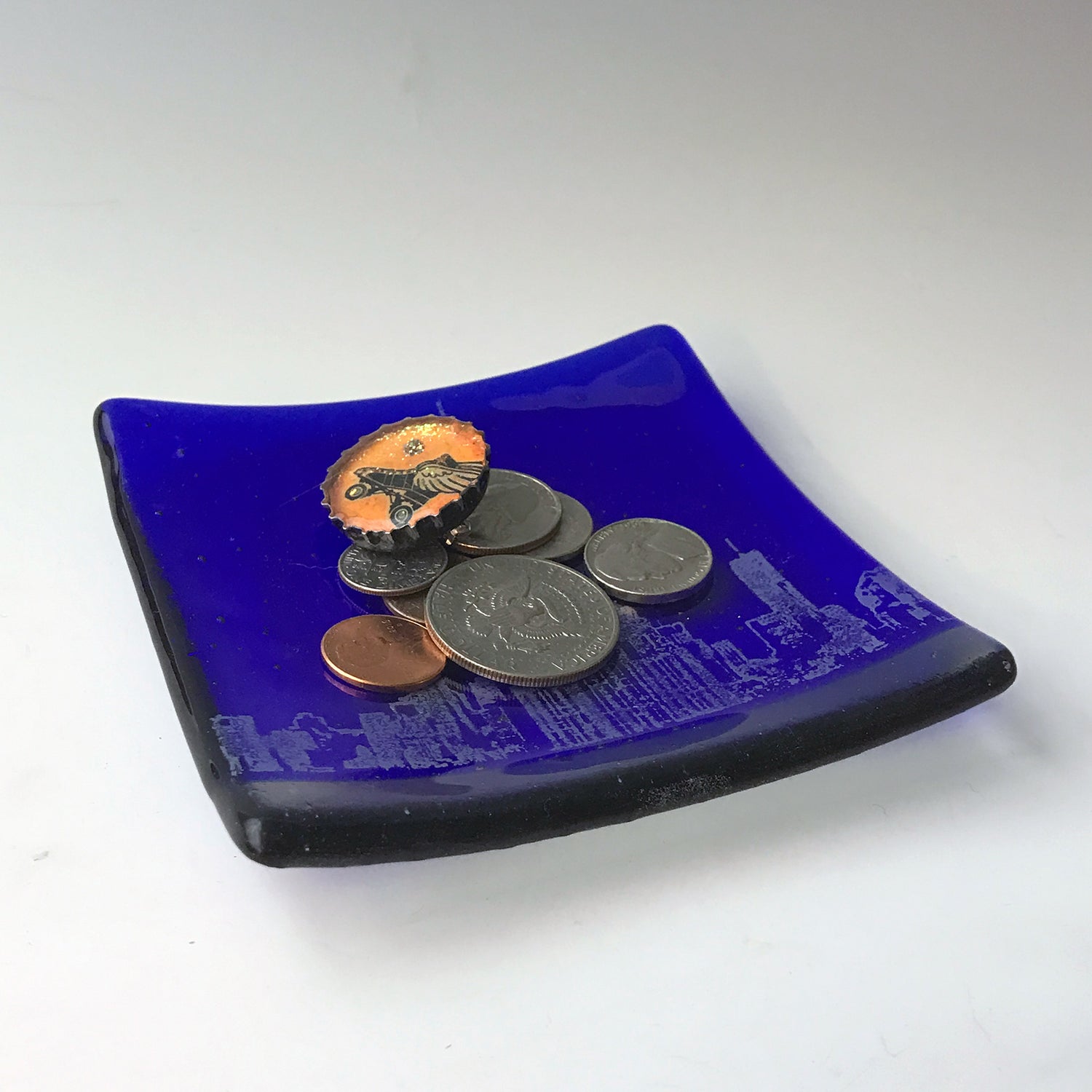 New York City Empire State Building 4.5" Handmade Fused Glass Catch-all Dish - made to order