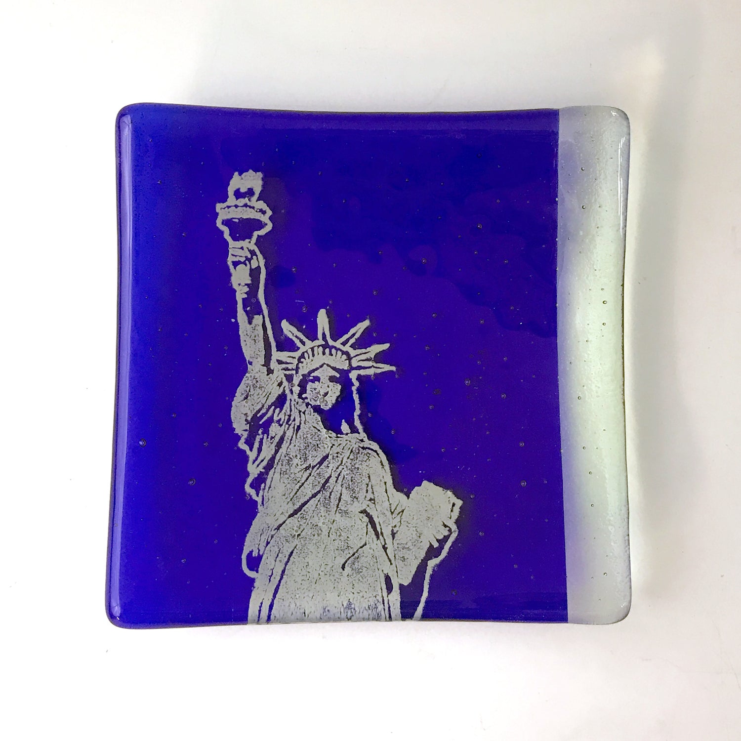 New York City Statue of Liberty 4.5" Handmade Fused Glass Catch-all Dish - made to order