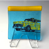 New York City Taxicab 4.5" Handmade Fused Glass Catch-all Dish - made to order
