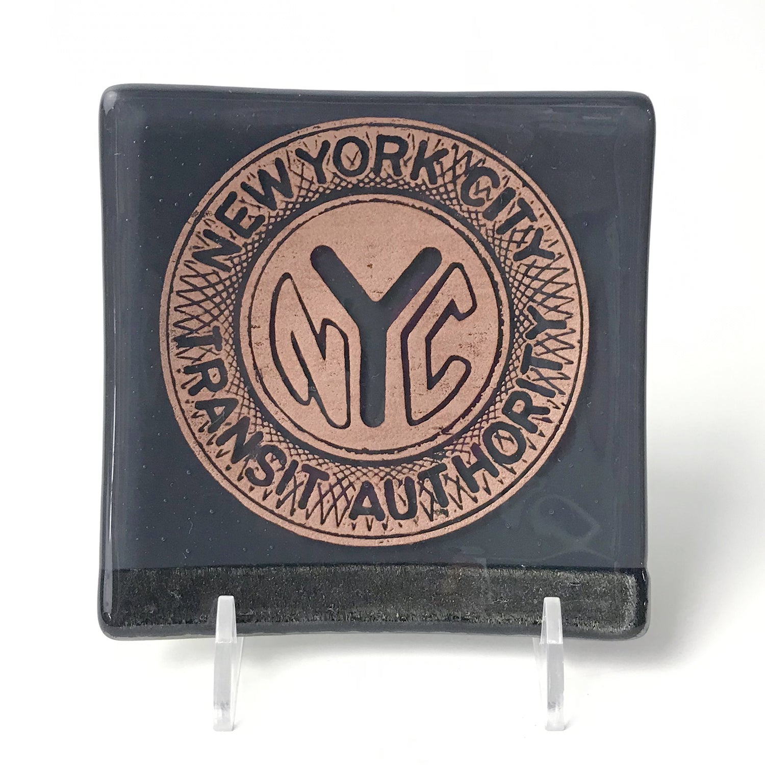 New York City Subway Token 4.5" Handmade Fused Glass Catch-all Dish - made to order