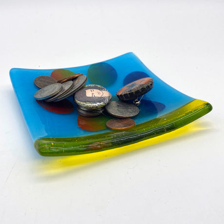 Pawprint 4.5" Handmade Fused Glass Catch-all Dish