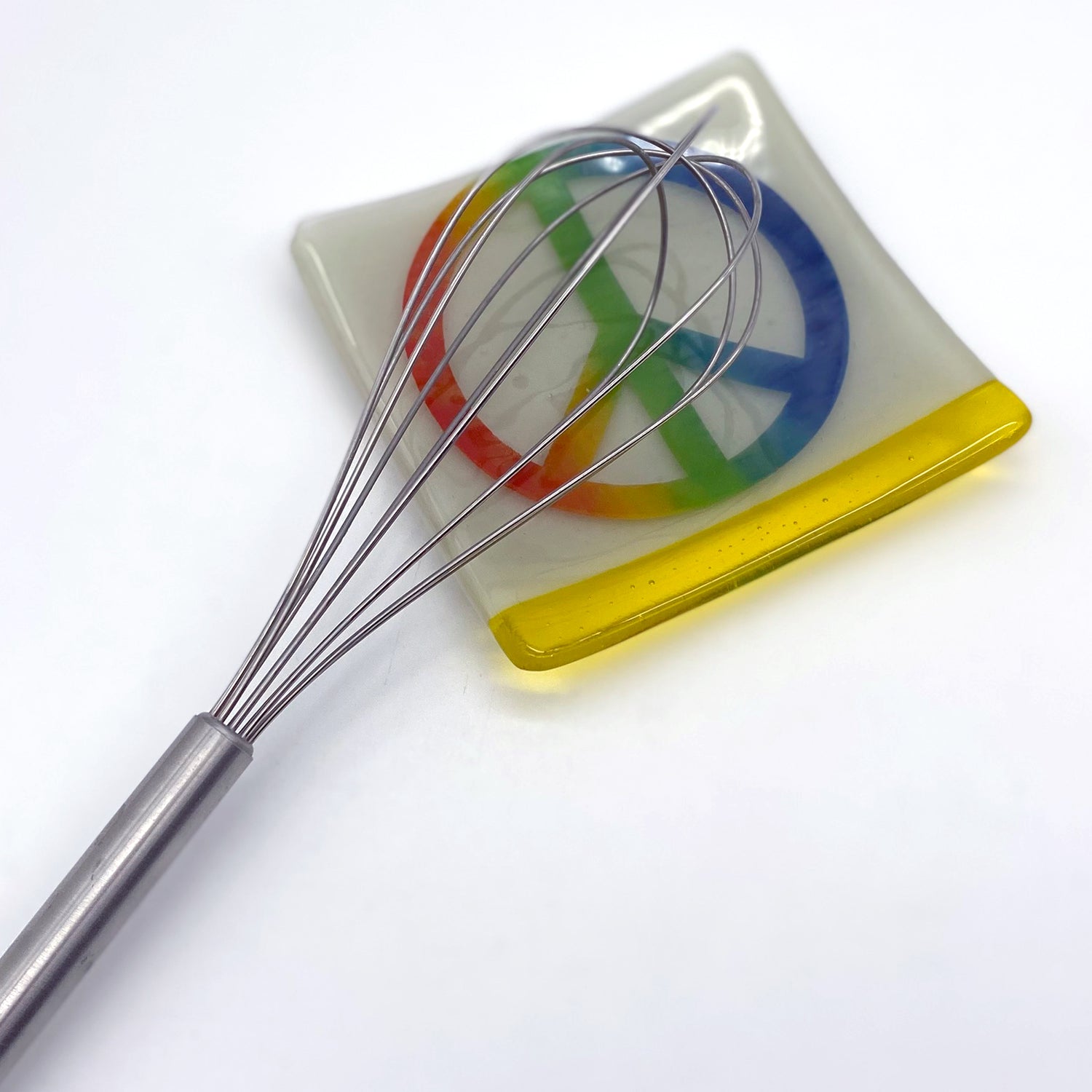 Rainbow Peace Symbol 4.5" Handmade Fused Glass Catch-all Dish