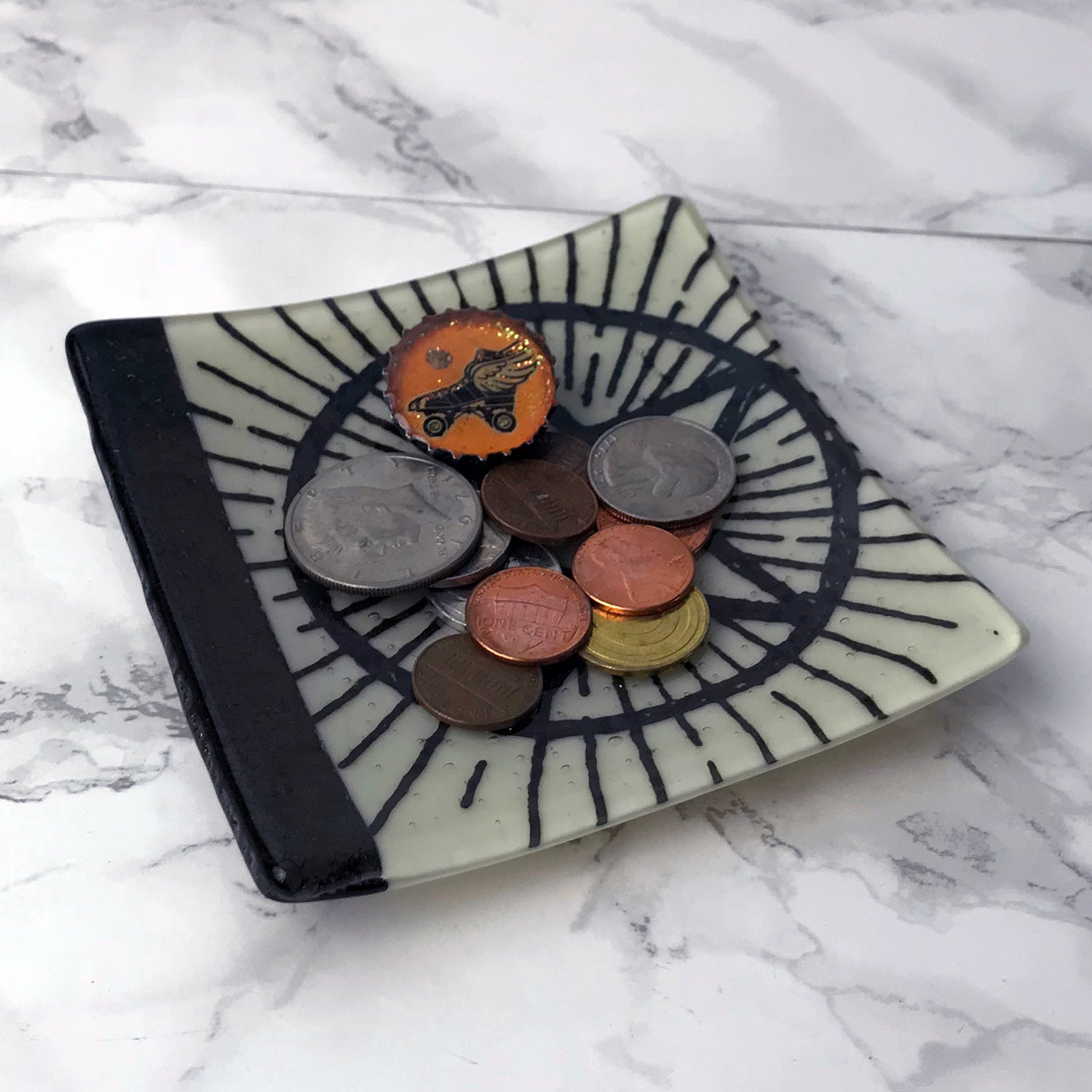 Pentagram 4.5" Handmade Fused Glass Catch-all Dish