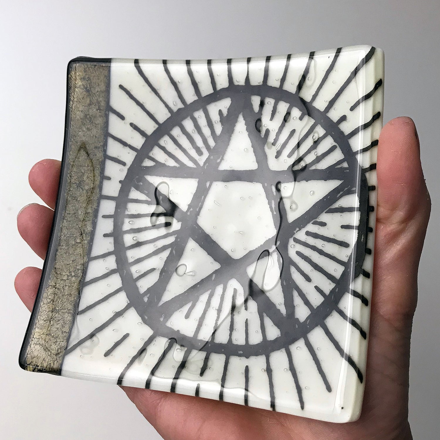 Pentagram 4.5" Handmade Fused Glass Catch-all Dish