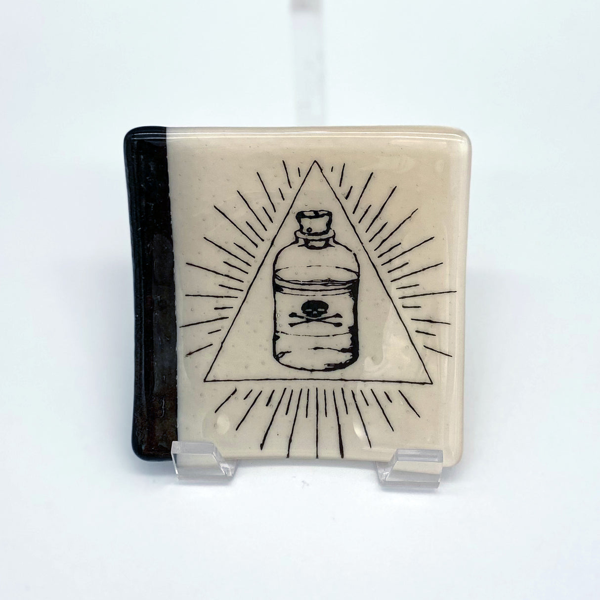 Potion Bottle 4.5" Handmade Fused Glass Catch-all Dish