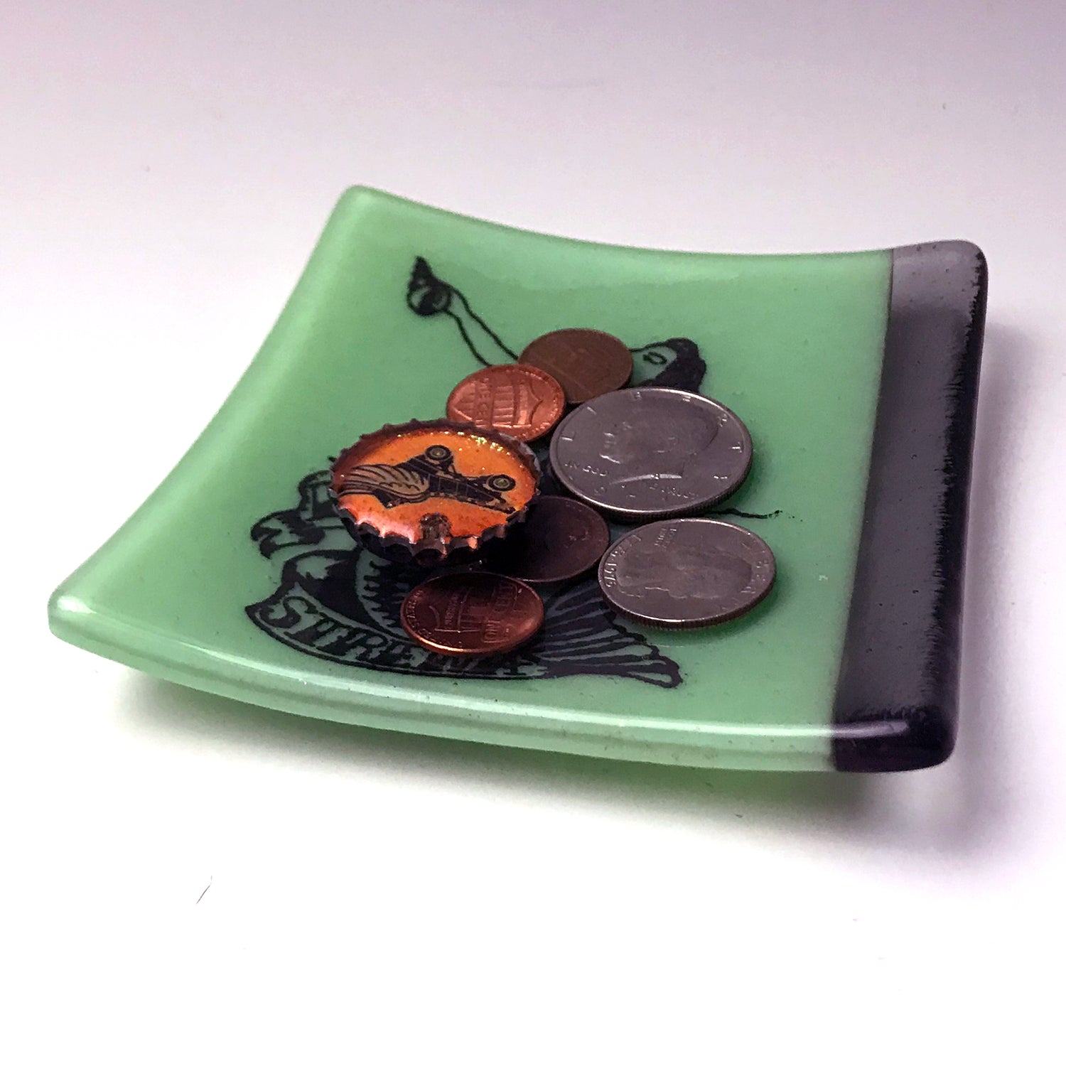 Sirena Loteria Mermaid  4.5" Handmade Fused Glass Catch-all Dish