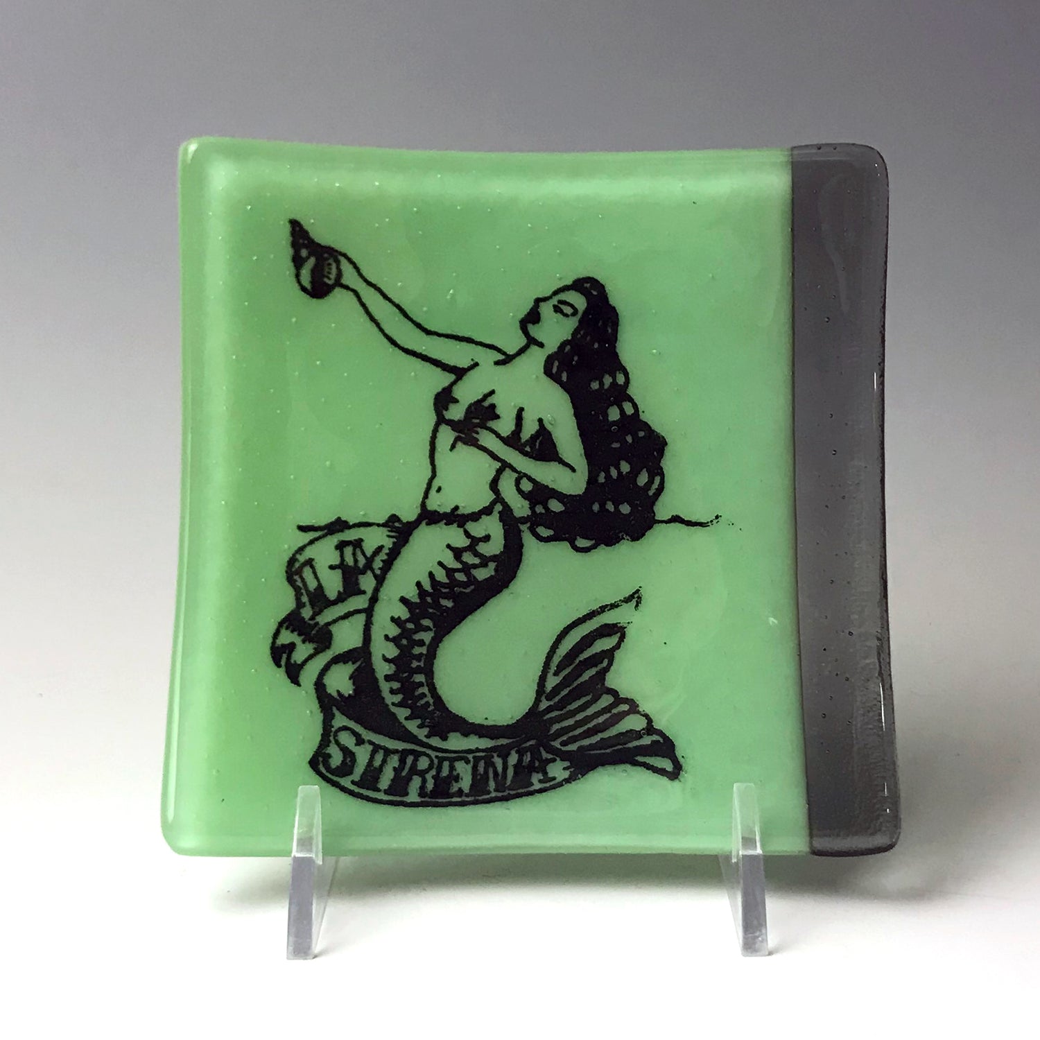 Sirena Loteria Mermaid  4.5" Handmade Fused Glass Catch-all Dish