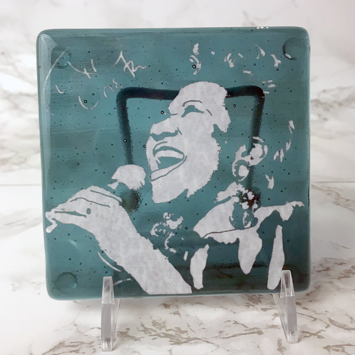 Aretha Franklin Fused Glass 4" Single Coaster