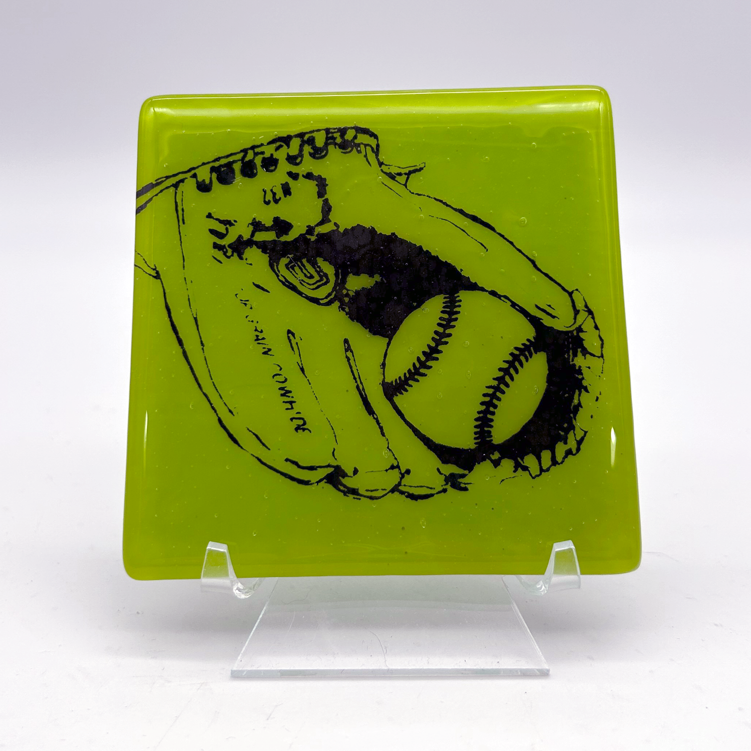 Baseball  Fused Glass 4" Single Coaster