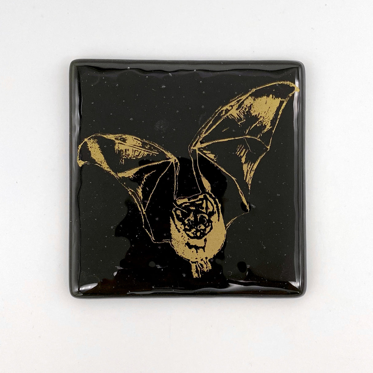 Bat Mystical Fused Glass 4" Single Coaster