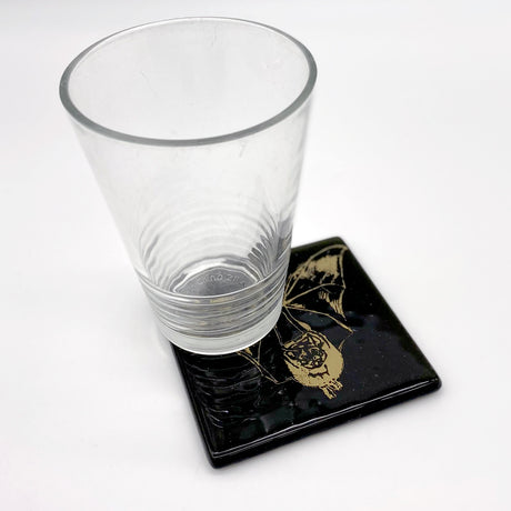 Bat Mystical Fused Glass 4" Single Coaster