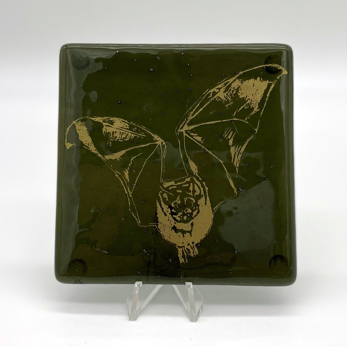 Bat Mystical Fused Glass 4" Single Coaster