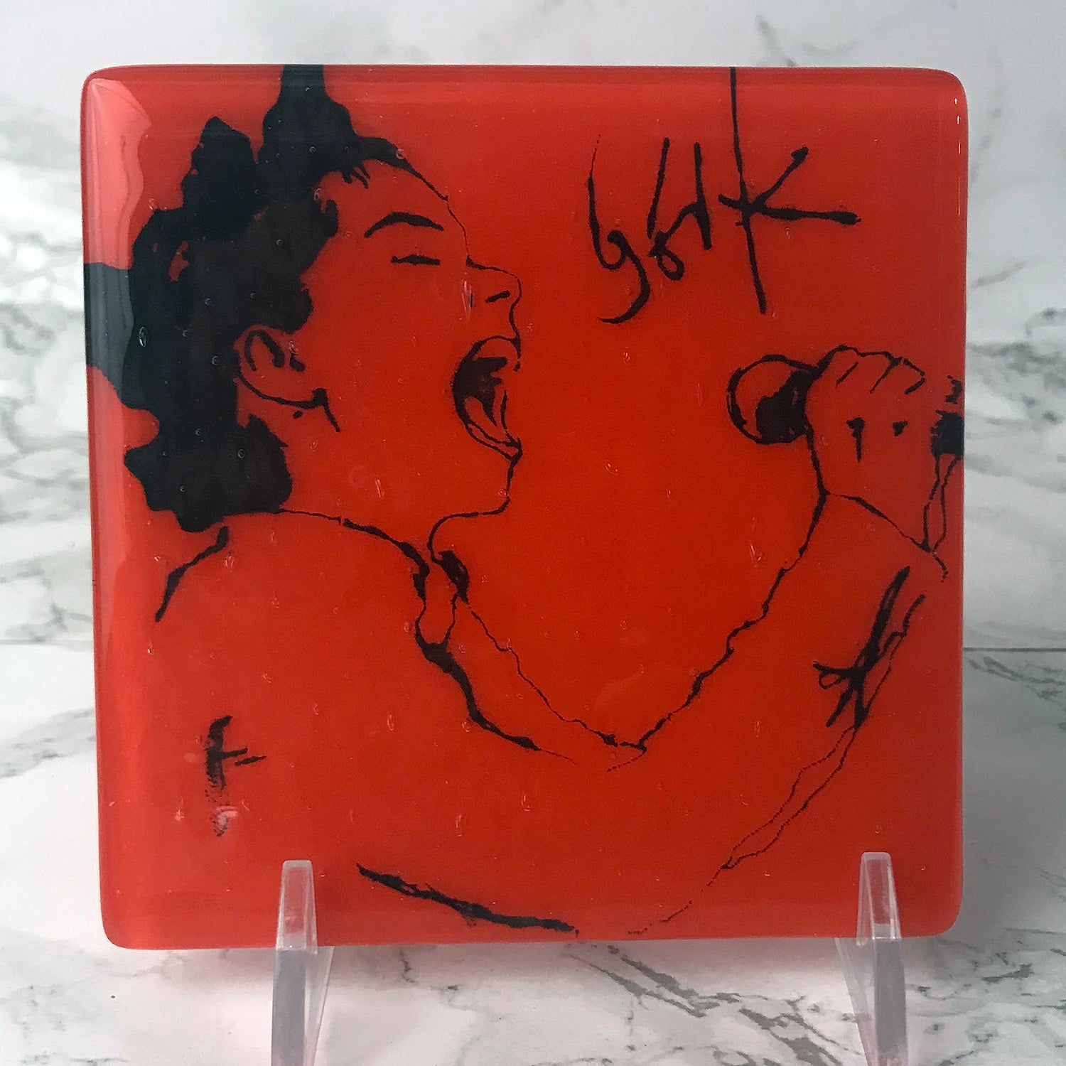 Bjork Fused Glass 4" Single Coaster