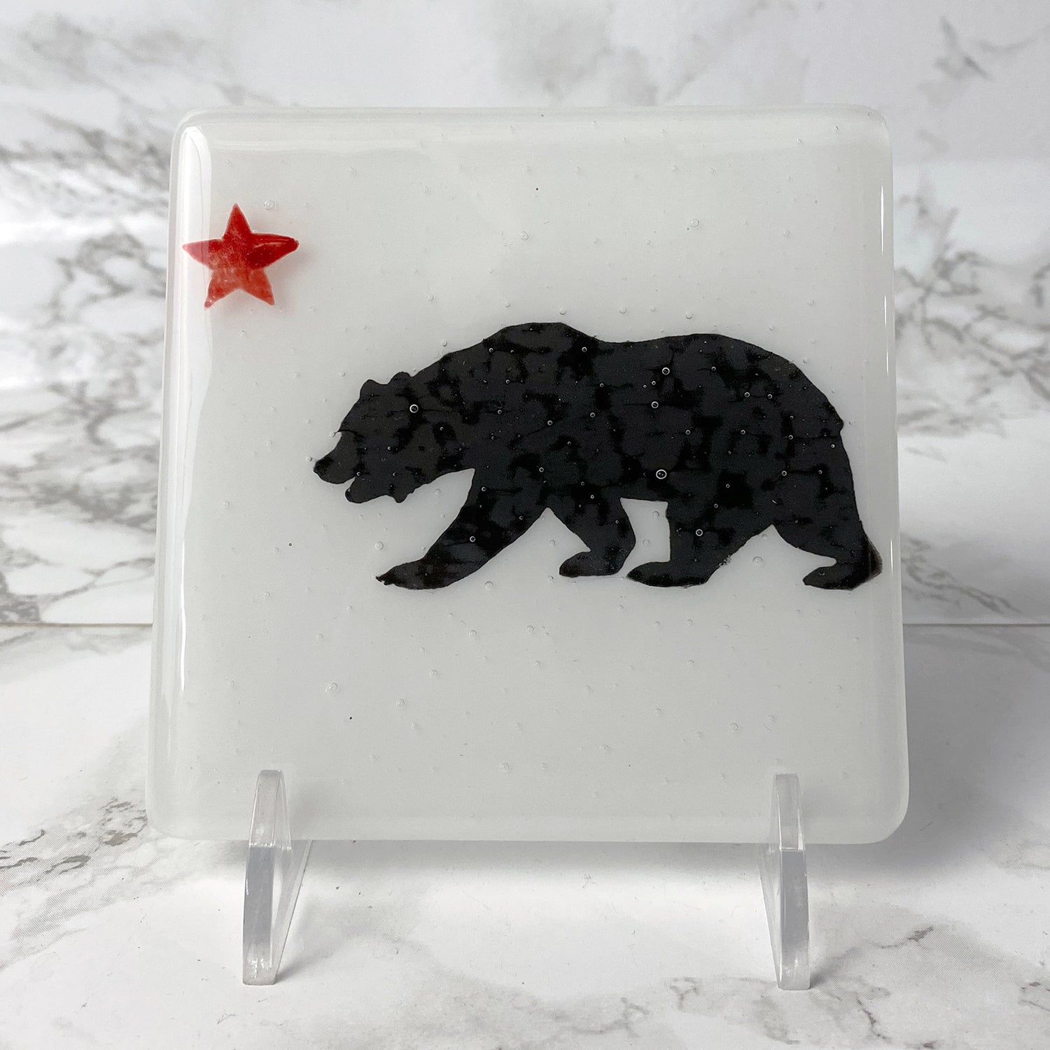 California State Flag Fused Glass 4" Single Coaster - made to order