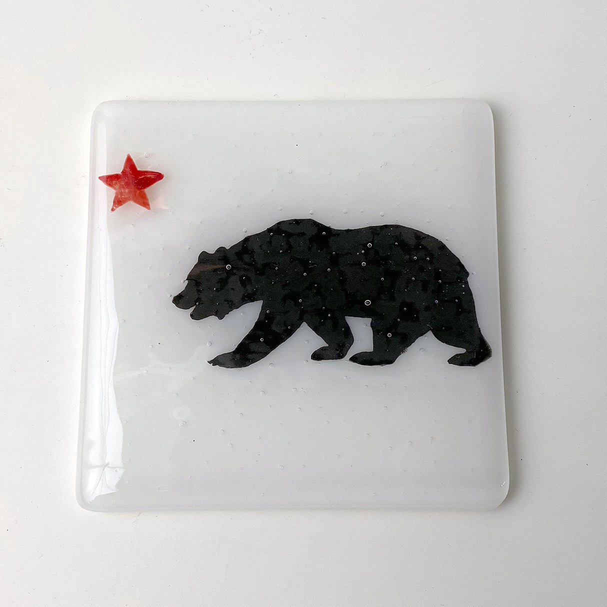 California State Flag Fused Glass 4" Single Coaster - made to order
