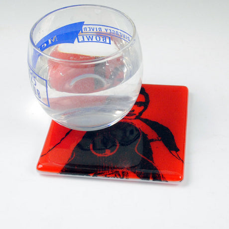 Johnny Cash  Fused Glass 4" Single Coaster