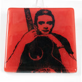 Johnny Cash  Fused Glass 4" Single Coaster