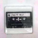Cassette Party Mix Fused Glass 4" Single Coaster