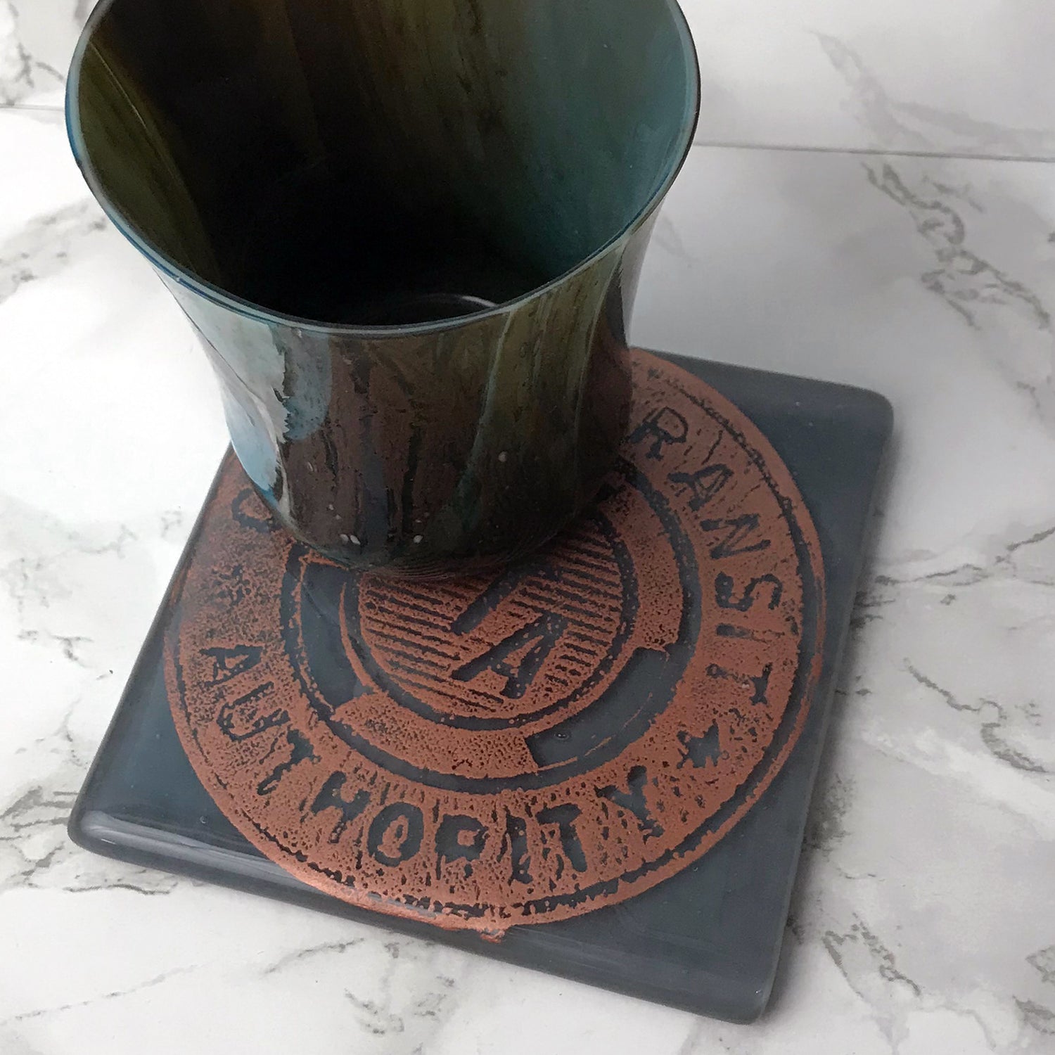 Chicago CTA Token Fused Glass 4" Single Coaster