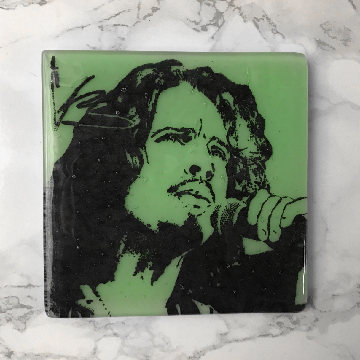 Chris Cornell Fused Glass 4" Single Coaster