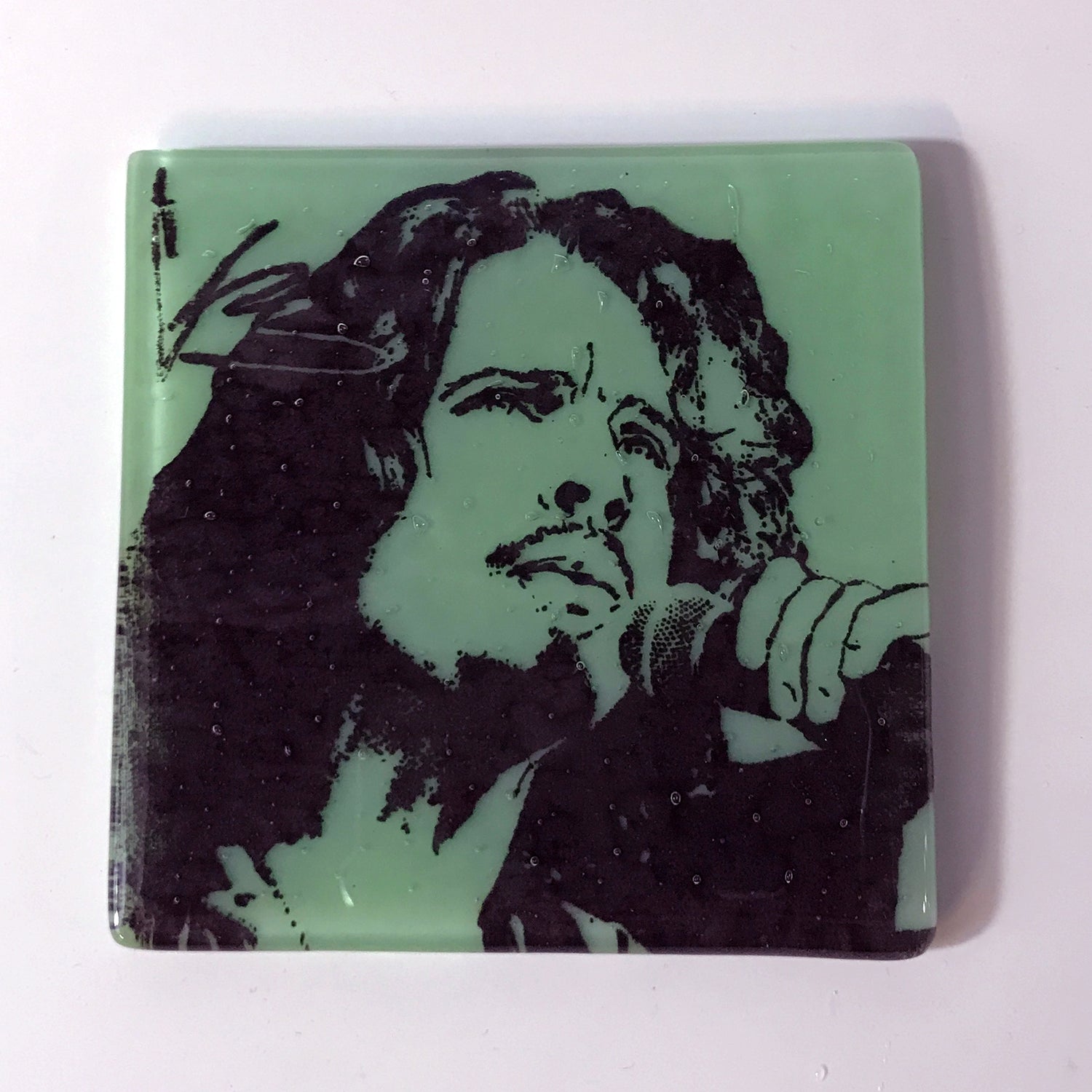 Chris Cornell Fused Glass 4" Single Coaster