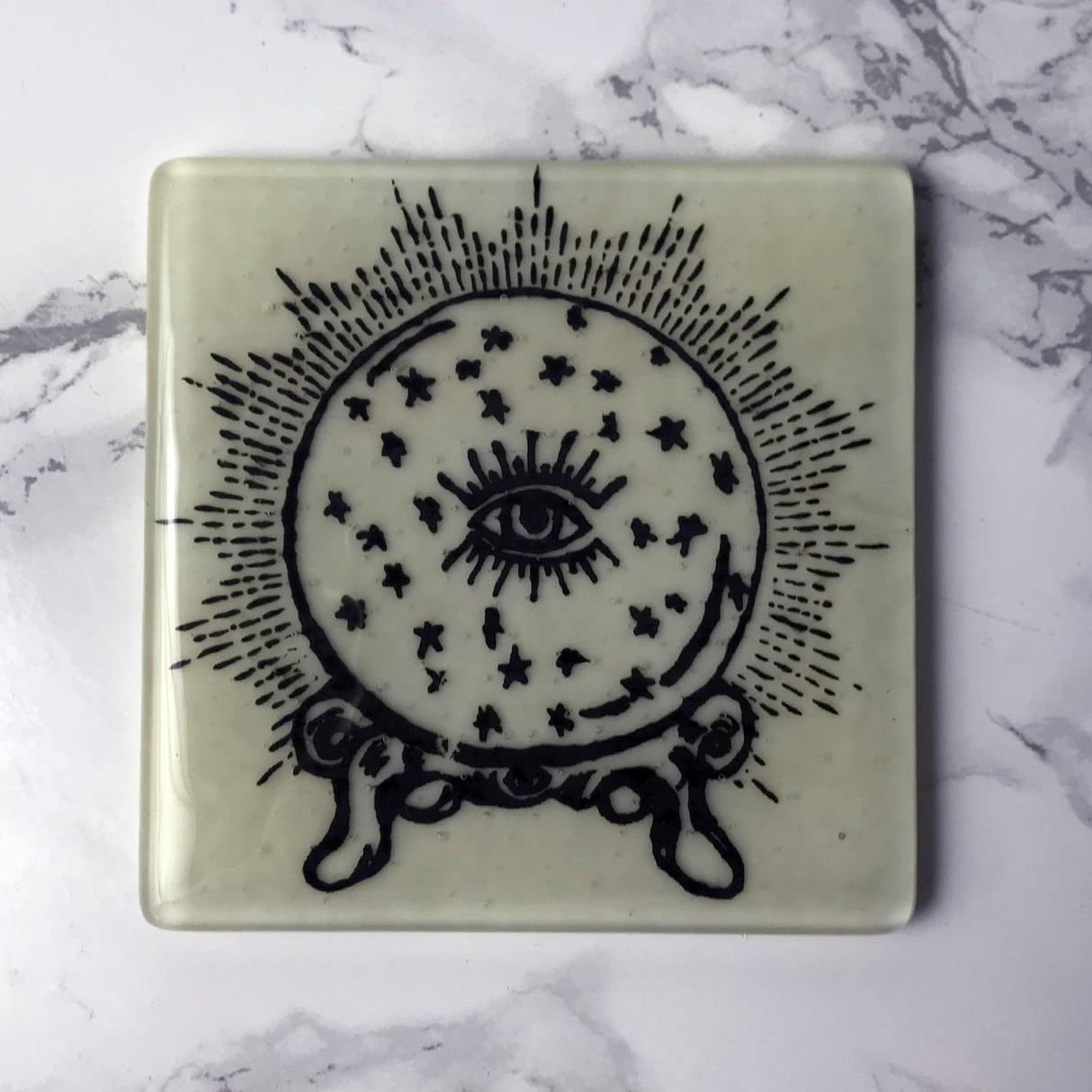 Crystal Ball Fused Glass 4" Single Coaster