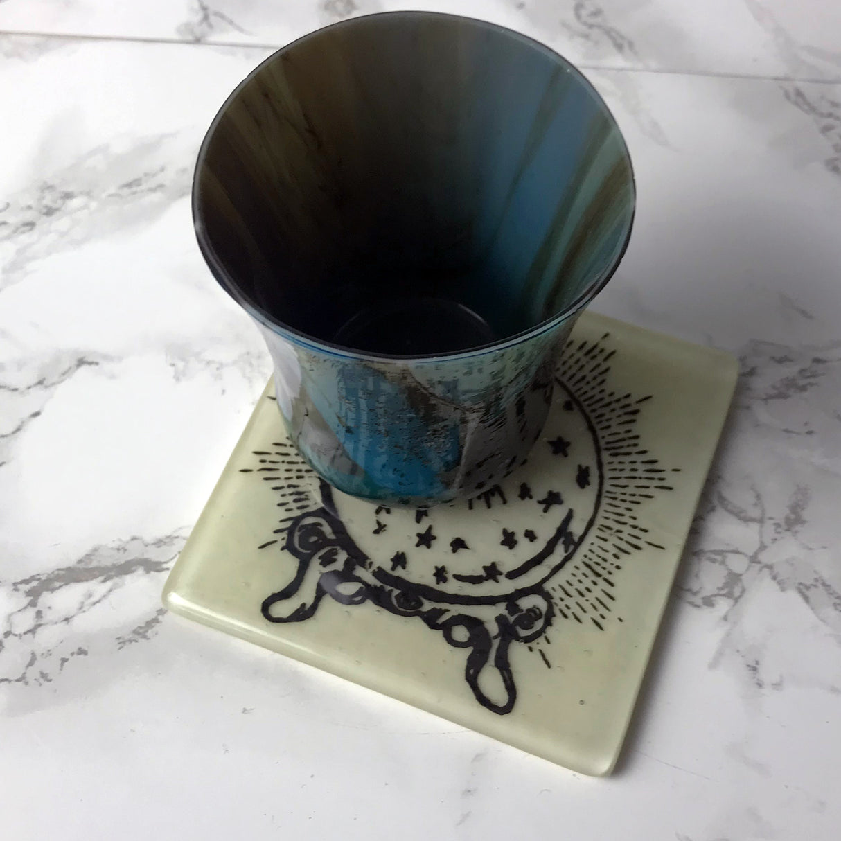 Crystal Ball Fused Glass 4" Single Coaster