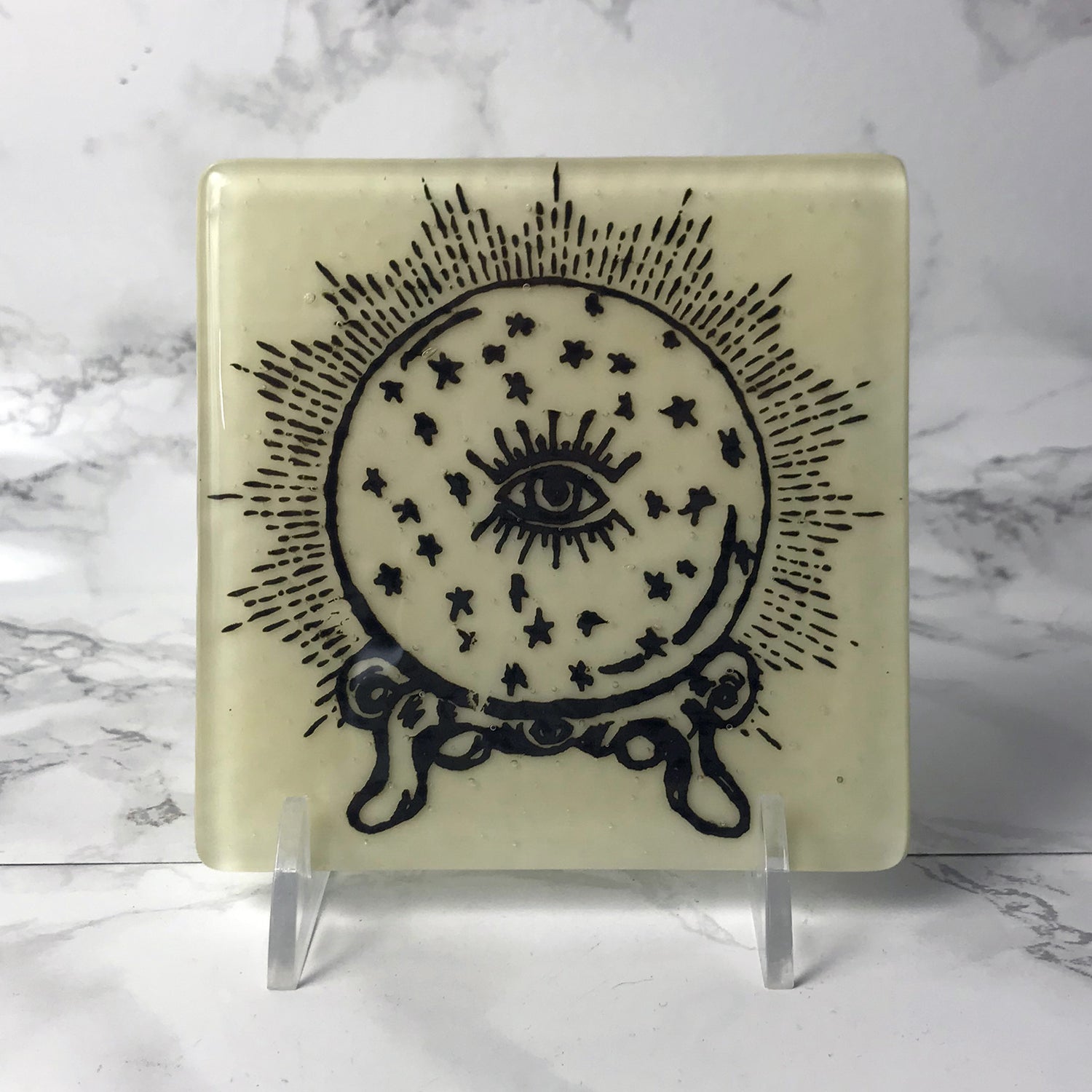 Crystal Ball Fused Glass 4" Single Coaster