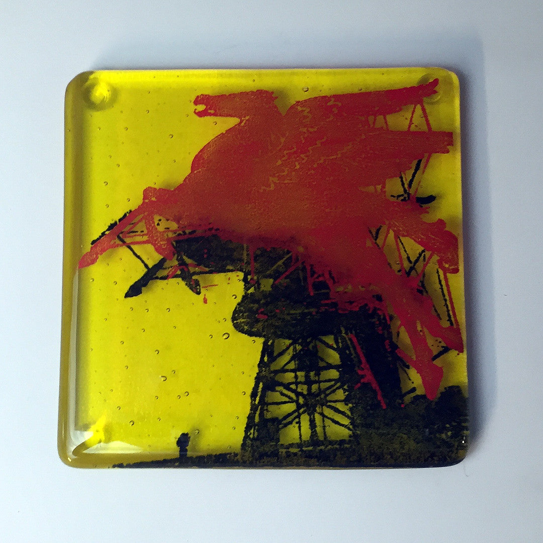 Dallas Pegasus  Fused Glass 4" Single Coaster - made to order