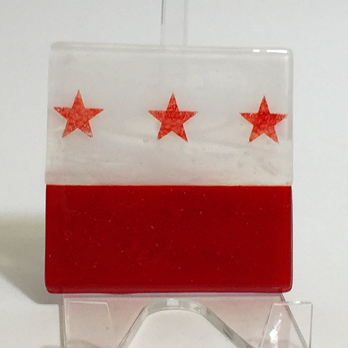 Washington DC Flag Fused Glass 4" Single Coaster - made to order