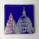 Washington DC Christmas Tree by the Capitol Fused Glass 4" Single Coaster