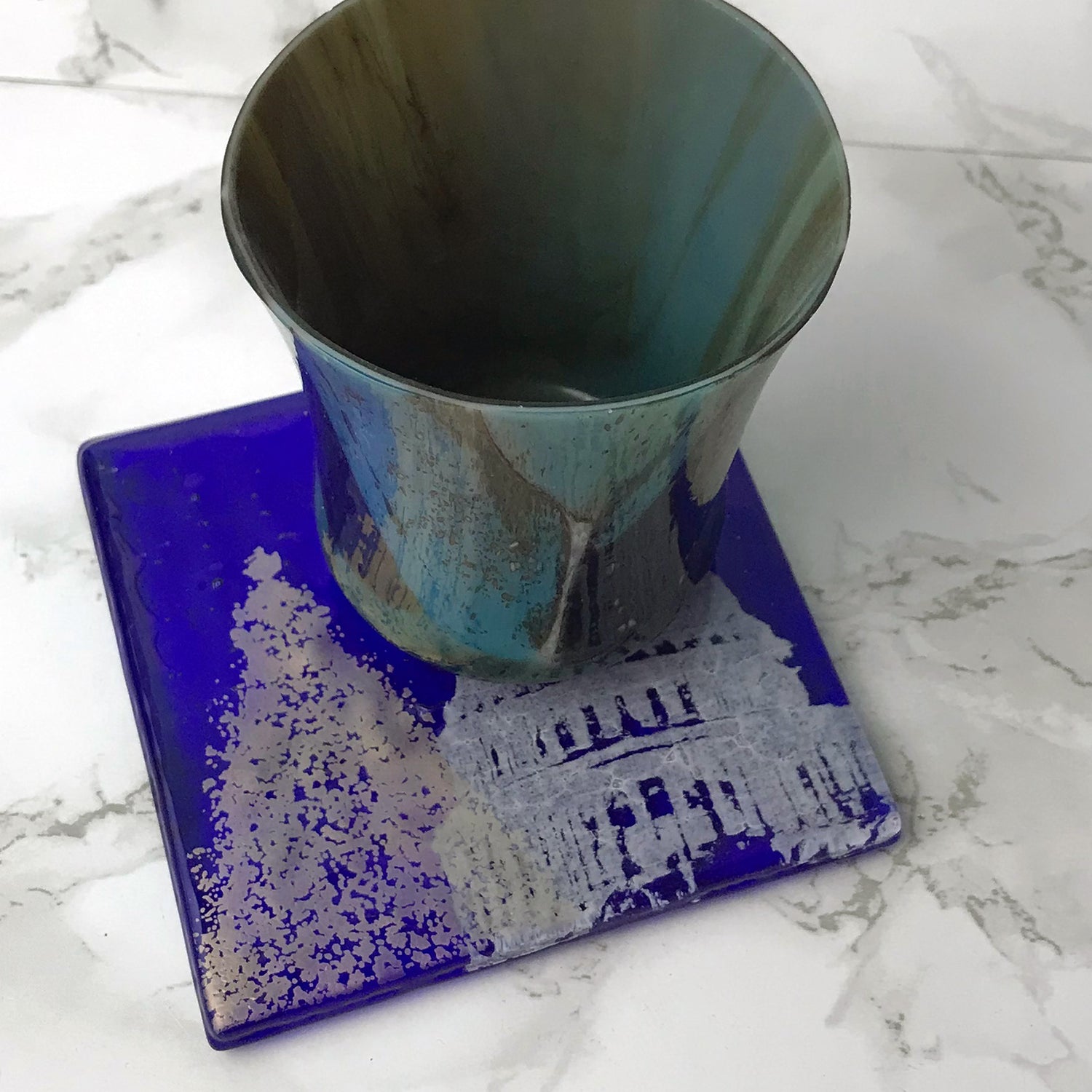 Washington DC Christmas Tree by the Capitol Fused Glass 4" Single Coaster