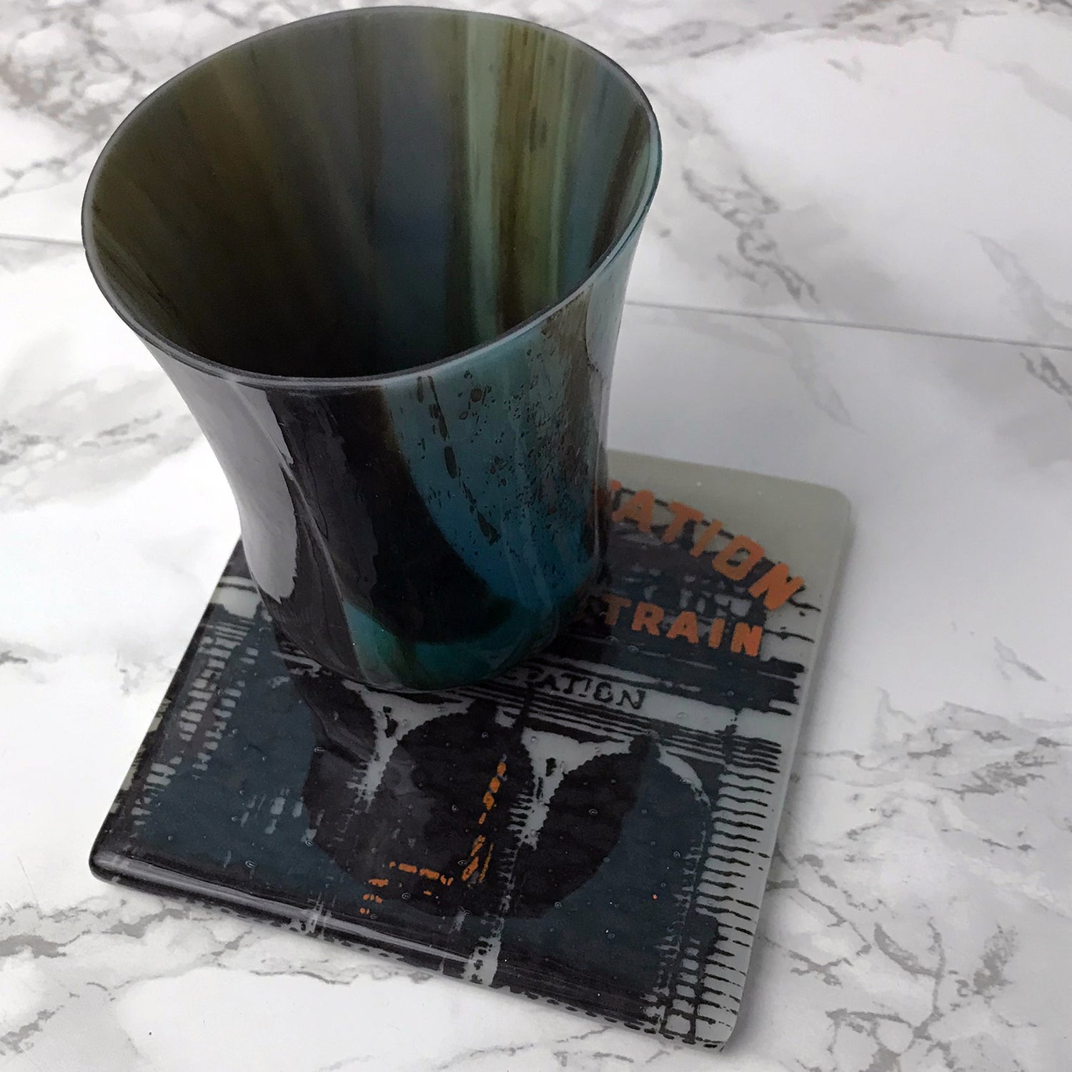 Denver Union Station Fused Glass 4" Single Coaster - made to order
