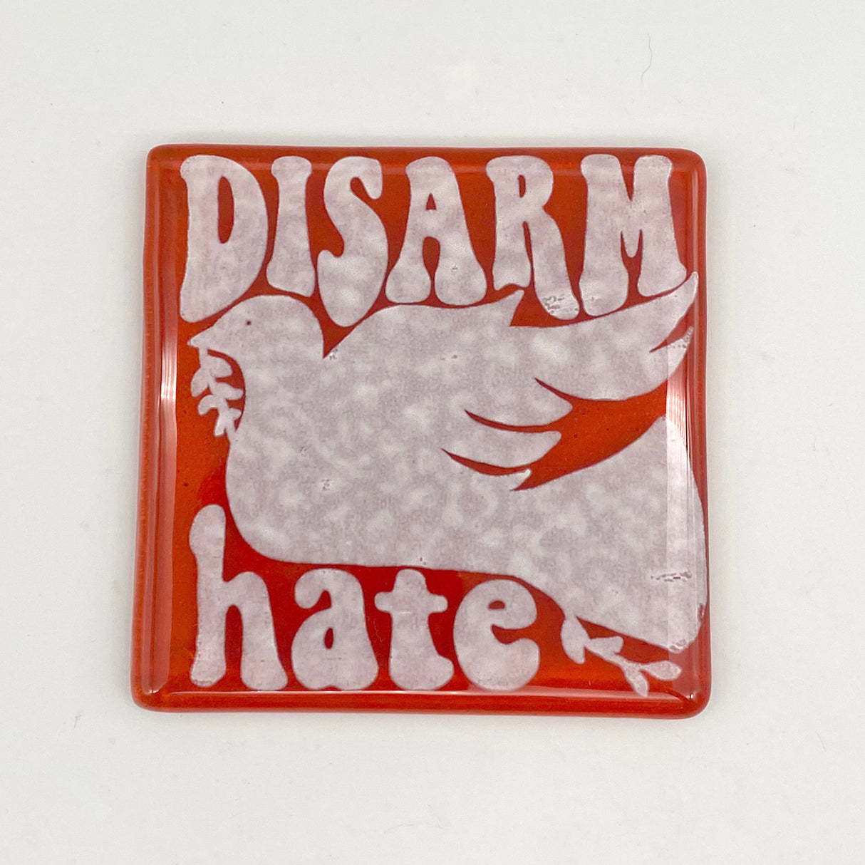 Disarm Hate Fused Glass 4" Single Coaster
