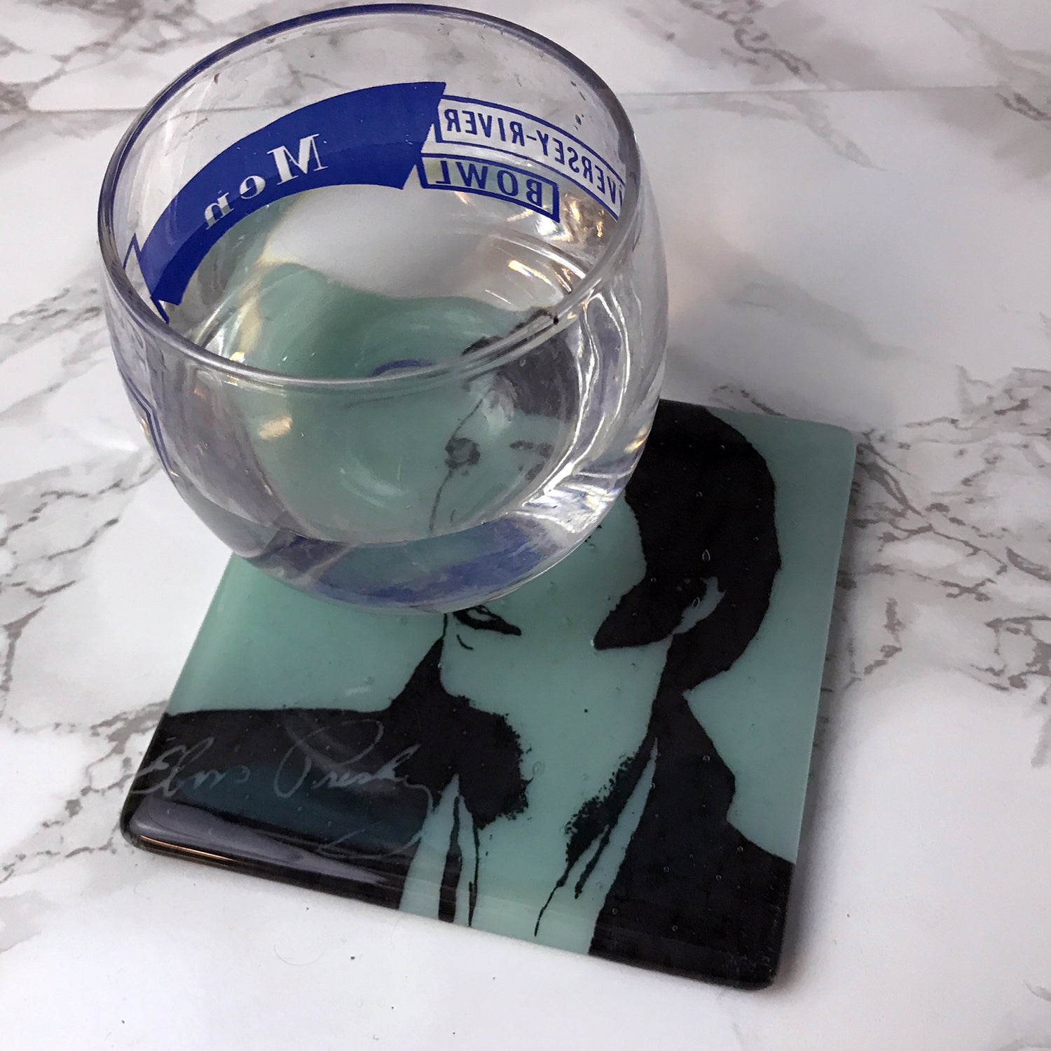 Elvis (Sideburns) Fused Glass 4" Single Coaster
