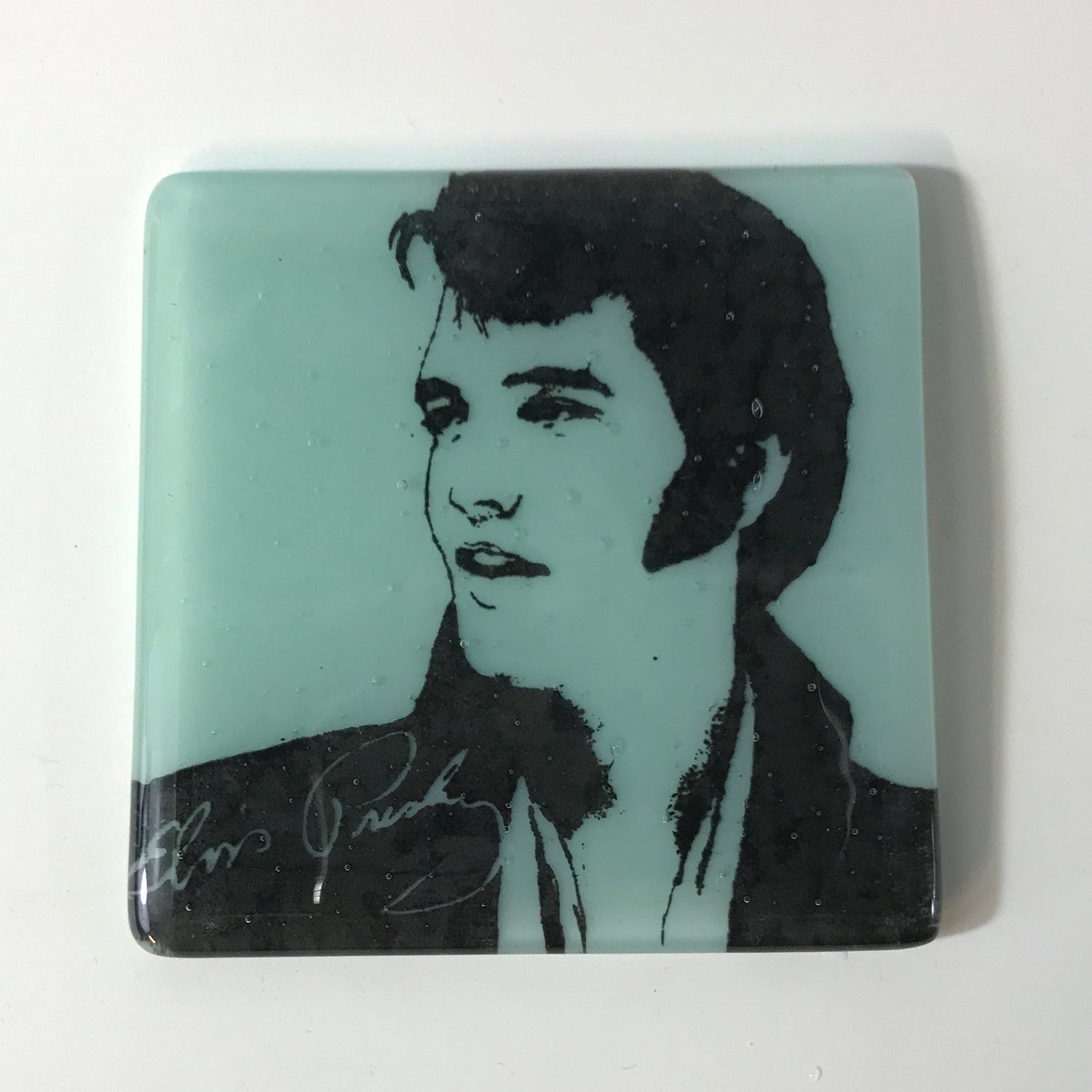 Elvis (Sideburns) Fused Glass 4" Single Coaster