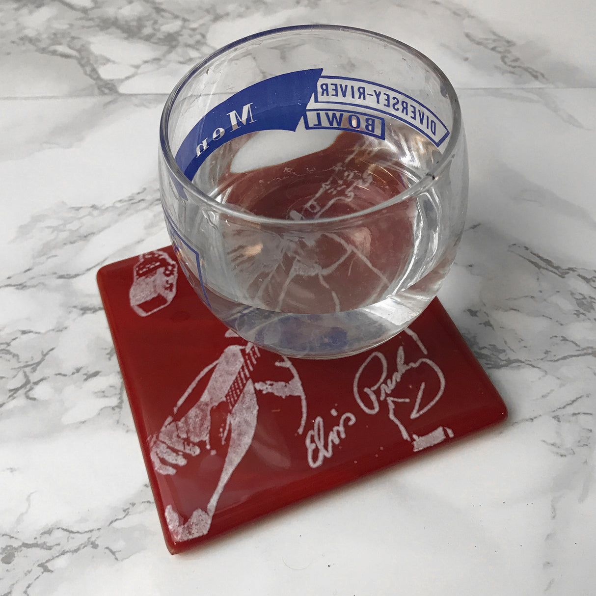 Elvis (Young)  Fused Glass 4" Single Coaster