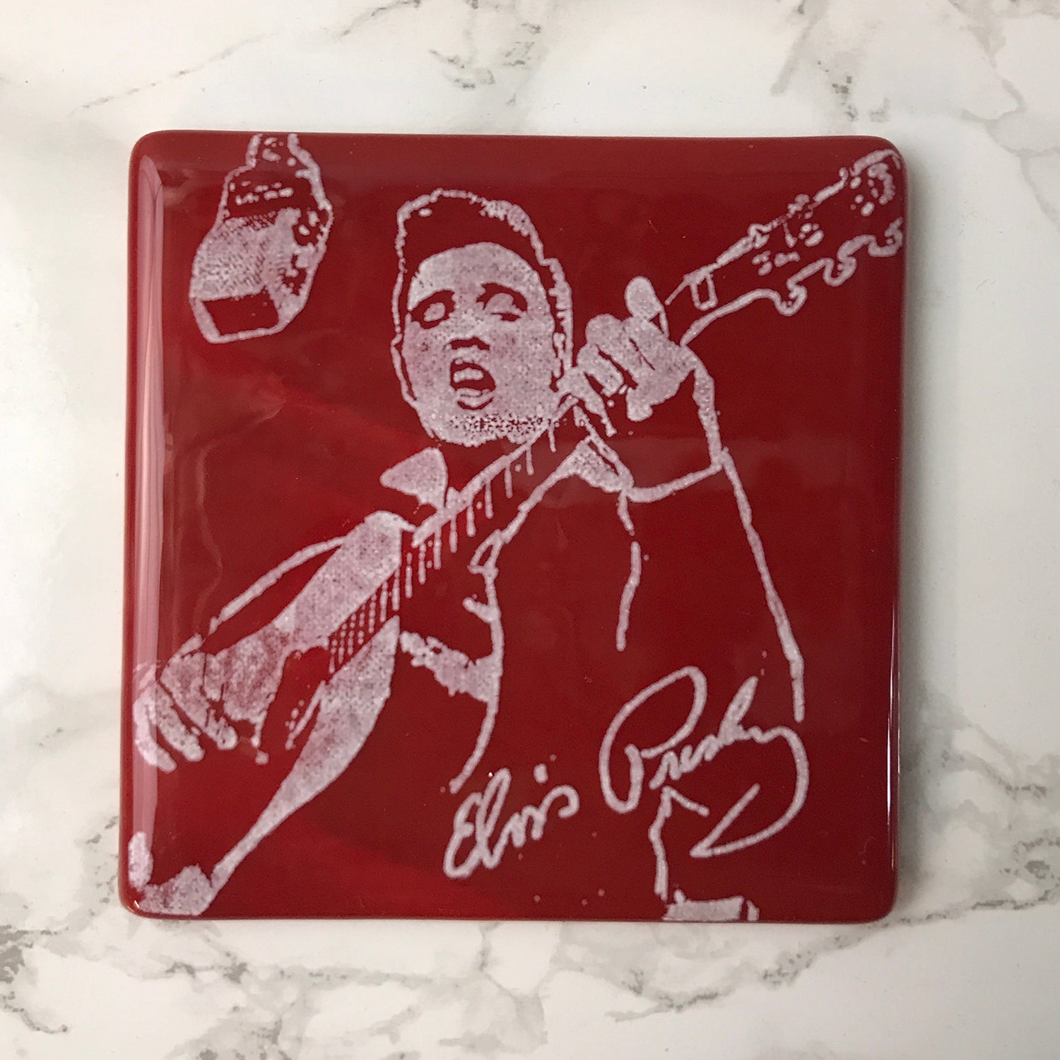 Elvis (Young)  Fused Glass 4" Single Coaster