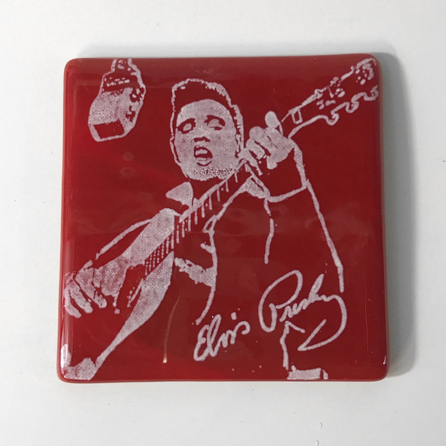 Elvis (Young)  Fused Glass 4" Single Coaster
