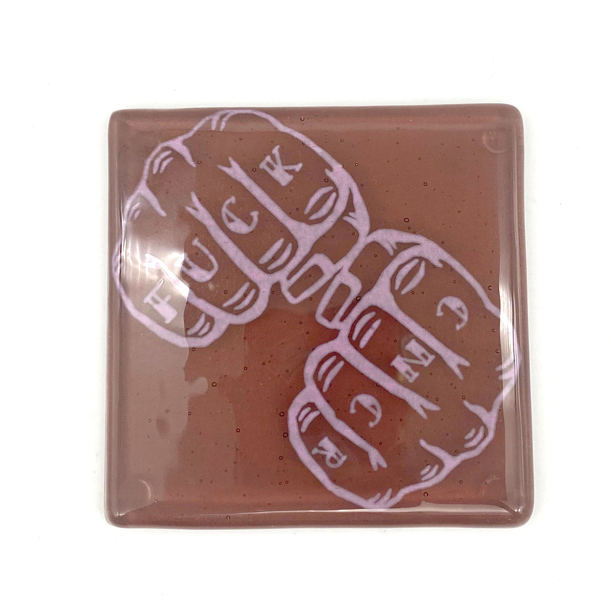 Fuck Cancer  Fused Glass 4" Single Coaster