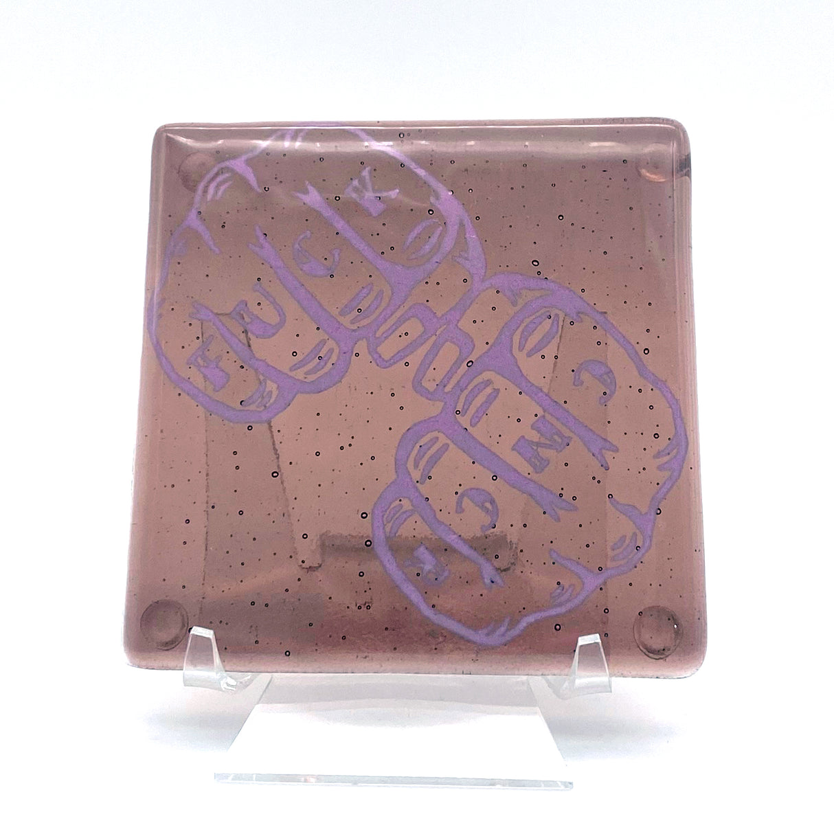 Fuck Cancer  Fused Glass 4" Single Coaster