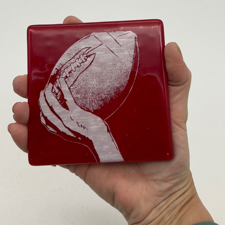 Football Fused Glass 4" Single Coaster