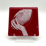 Football Fused Glass 4" Single Coaster