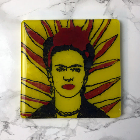 Frida Kahlo (Rays)  Fused Glass 4" Single Coaster