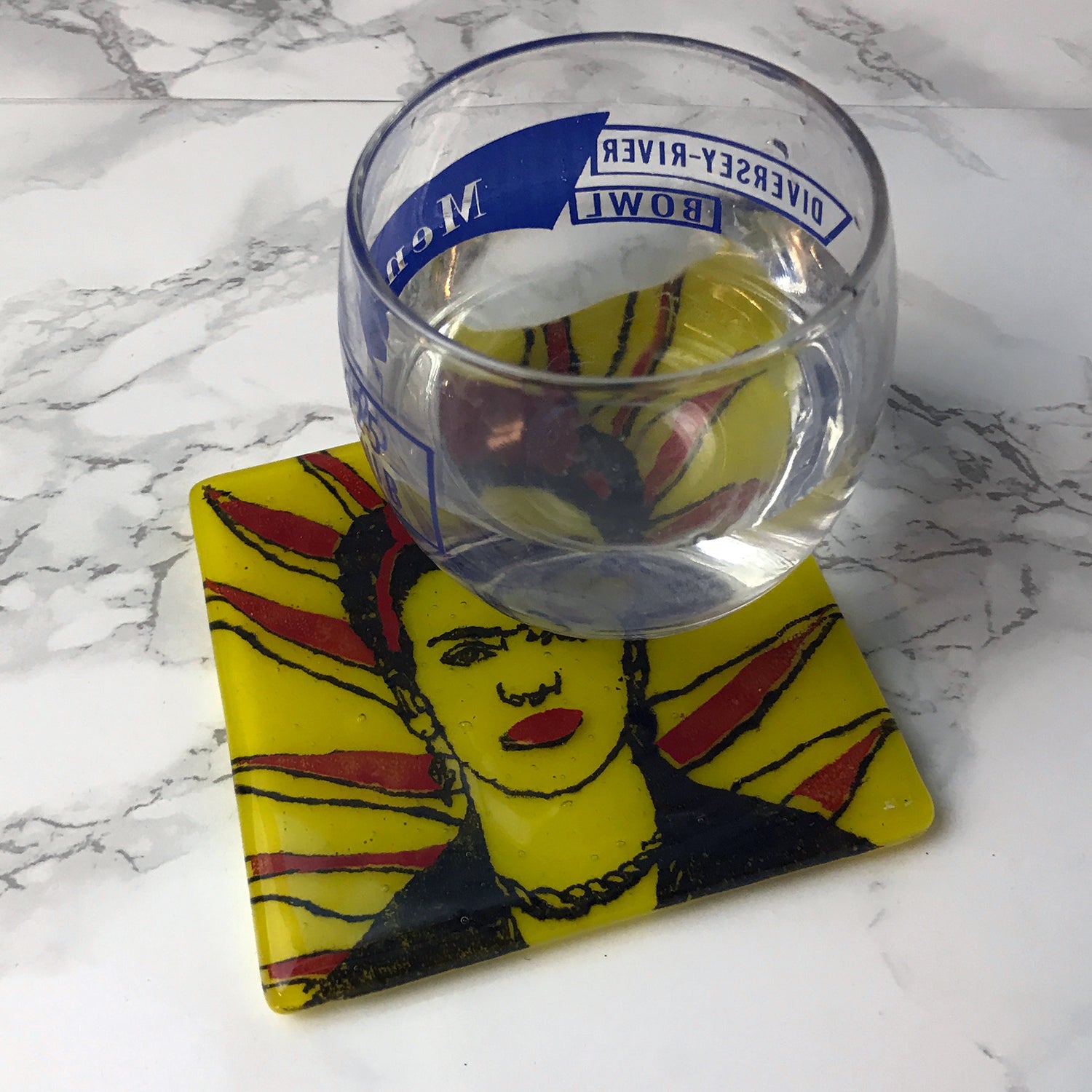 Frida Kahlo (Rays)  Fused Glass 4" Single Coaster