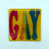 GAY Rainbow Fused Glass 4" Single Coaster