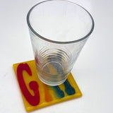 GAY Rainbow Fused Glass 4" Single Coaster
