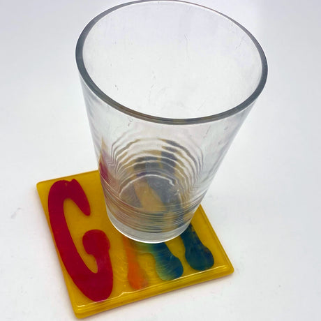 GAY Rainbow Fused Glass 4" Single Coaster