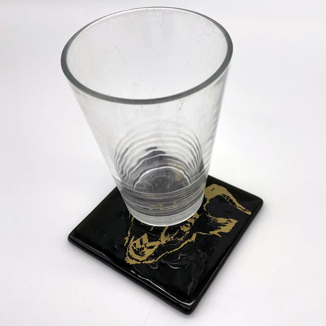Goat Head Mystical  Fused Glass 4" Single Coaster