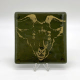 Goat Head Mystical  Fused Glass 4" Single Coaster